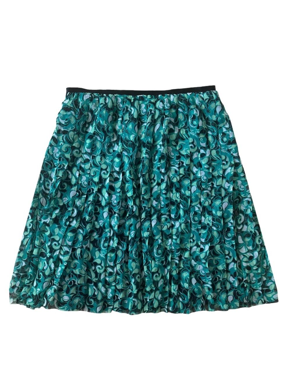 Elie Tahari Pleated Skirt Size 4 Pull-On Green Floral Silk Lightweight
